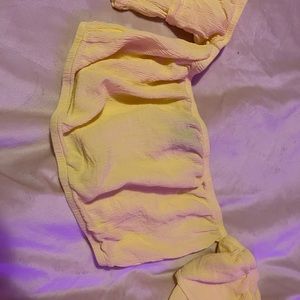 yellow off the shoulder crop top